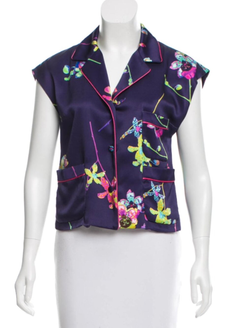 Super RARE Marc Jacobs Silk Floral Short Sleeve Button Down Top Size XS / 2